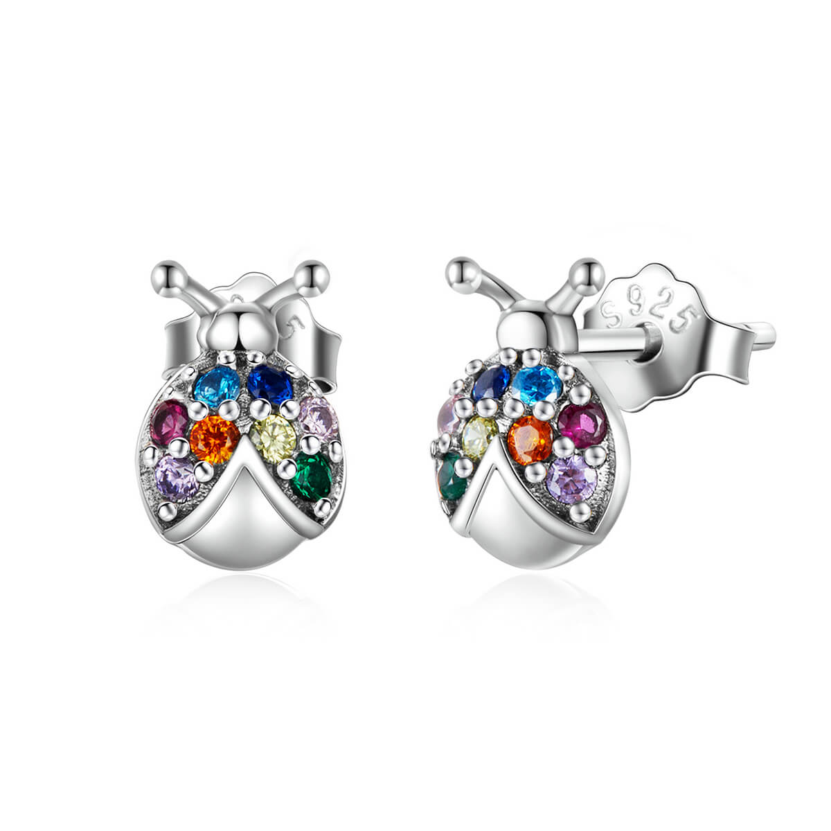 Garden Insect Series Zircon Earrings Set in Sterling Silver beetle