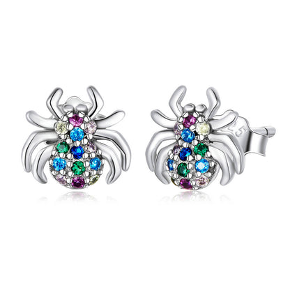 Garden Insect Series Zircon Earrings Set in Sterling Silver spider