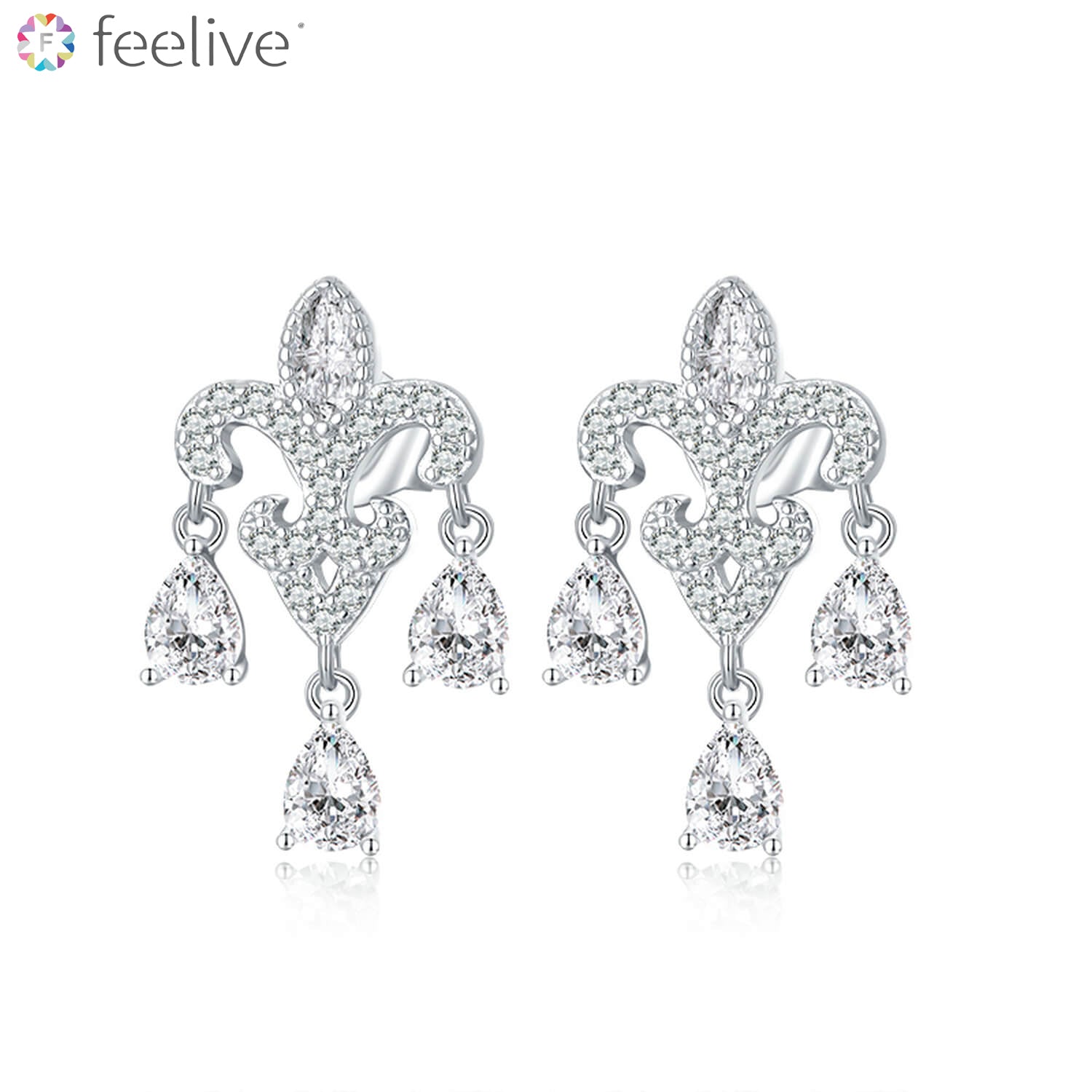 Iris Garden Zircon Earrings in Sterling Silver - Feelive