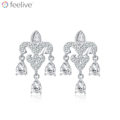 Iris Garden Zircon Earrings in Sterling Silver - Feelive