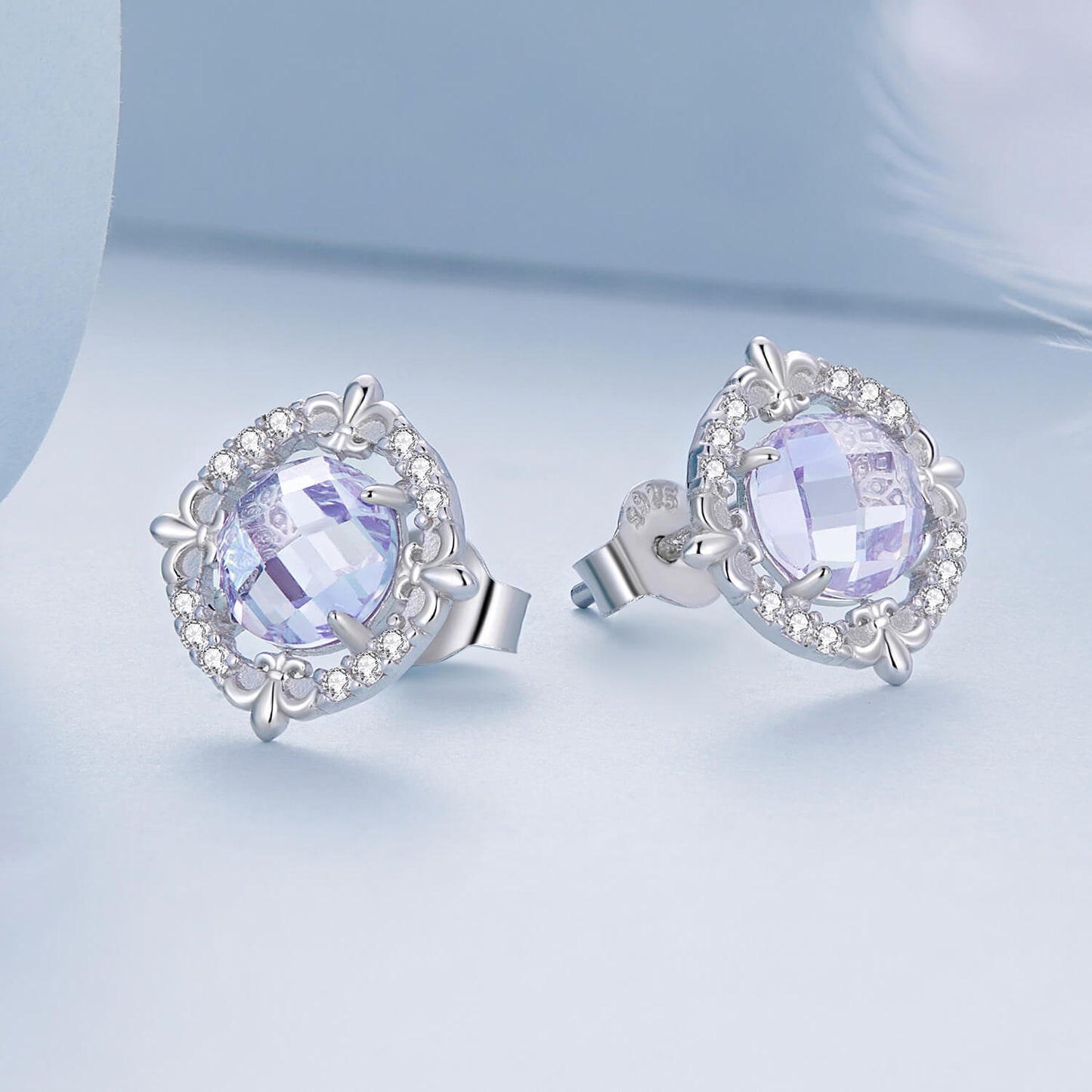 Brave Iris Zircon Earrings in Sterling Silver side