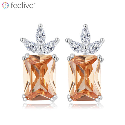 Pineapple Zircon Stud Earrings in Sterling Silver - Feelive