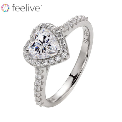 Heart Moissanite Sterling Silver Halo Ring