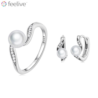 Bond Pearl Zircon Jewellery Set in Sterling Silver - Feelive