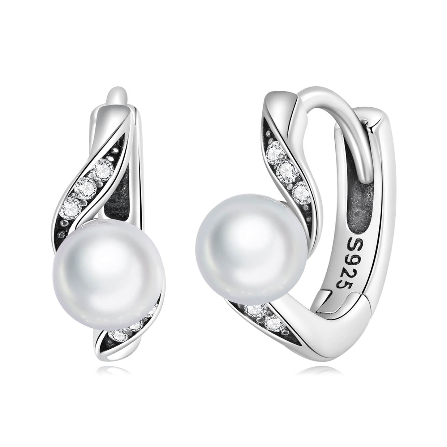 Bond Pearl Zircon Jewellery Set in Sterling Silver earrings