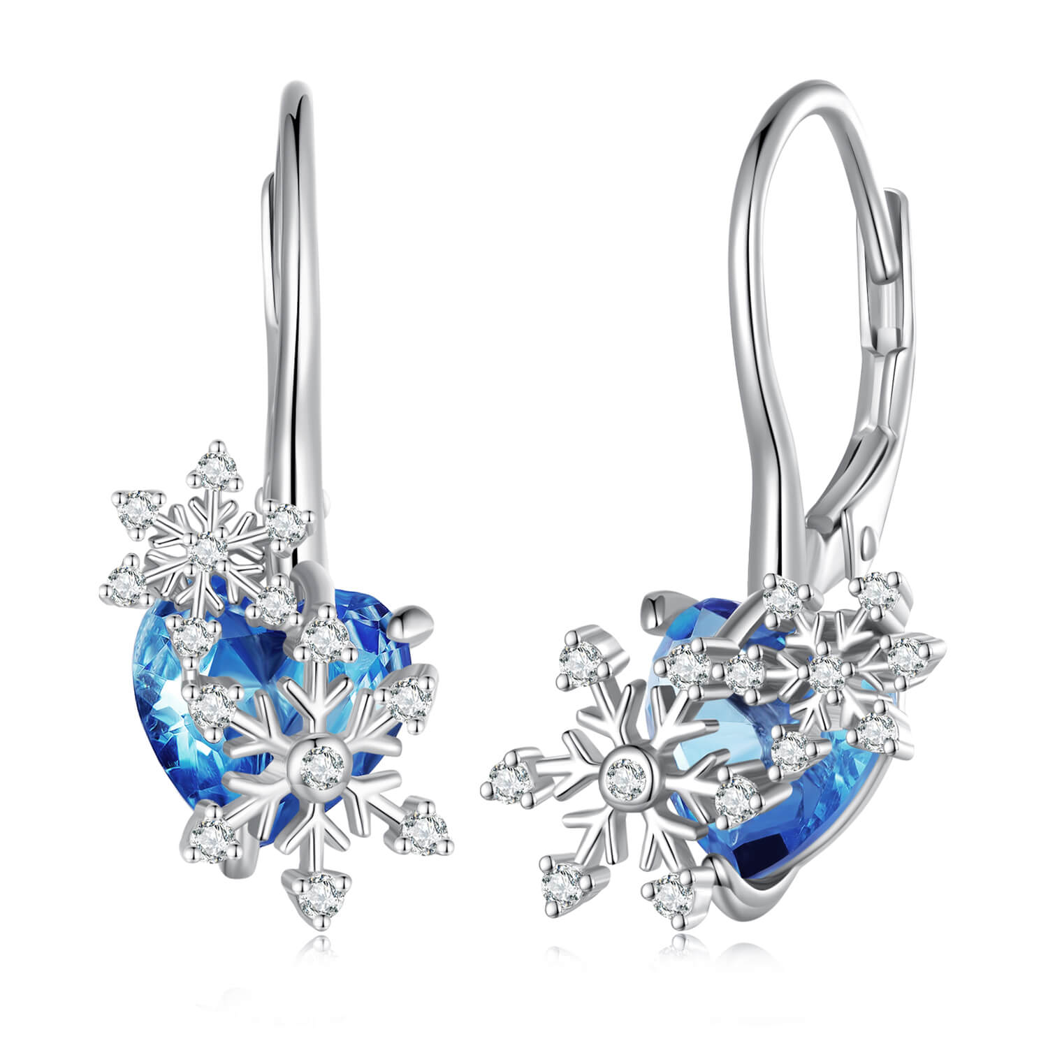 Snowflakes of Love Glass Zirconia Earrings in Sterling Silver - Feelive