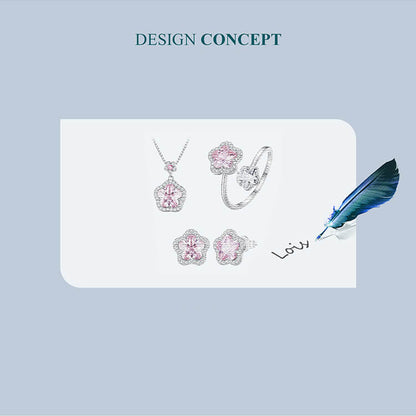 Romantic Cherry Blossom Gems Jewellery Set in Sterling Silver manuscript