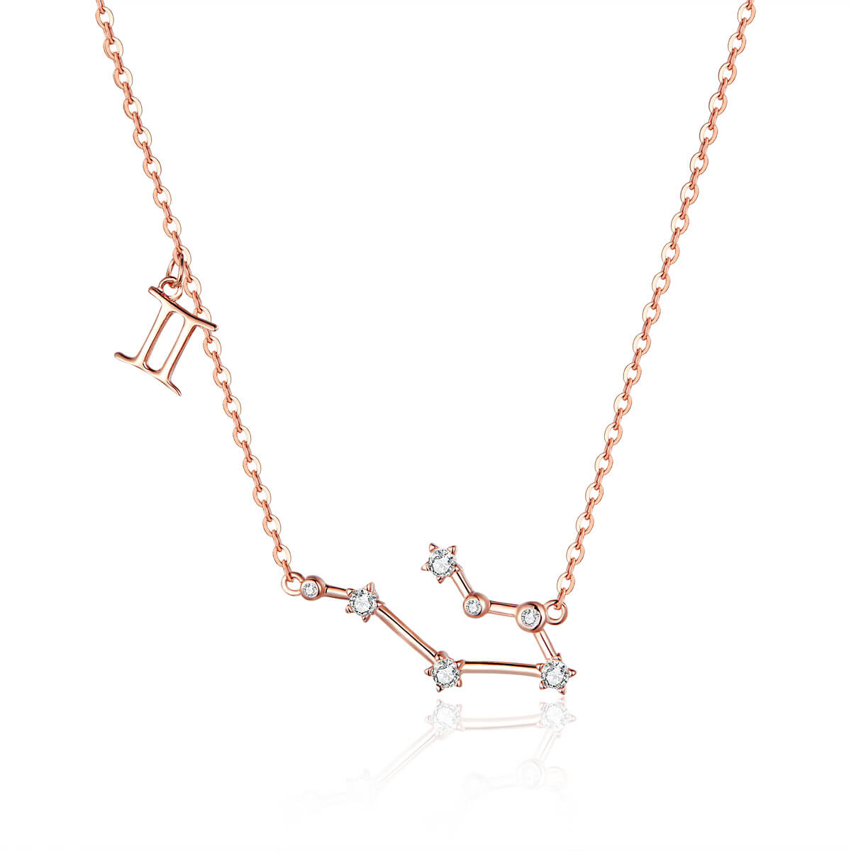 Signs of Zodiac Zircon Necklace in Sterling Silver Gemini