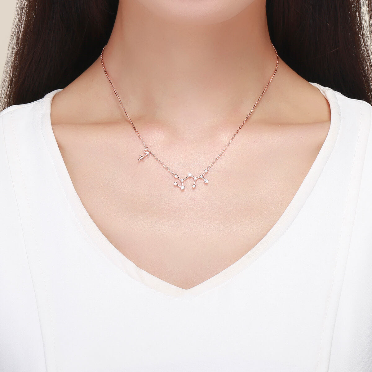 Signs of Zodiac Zircon Necklace in Sterling Silver Sagittarius model