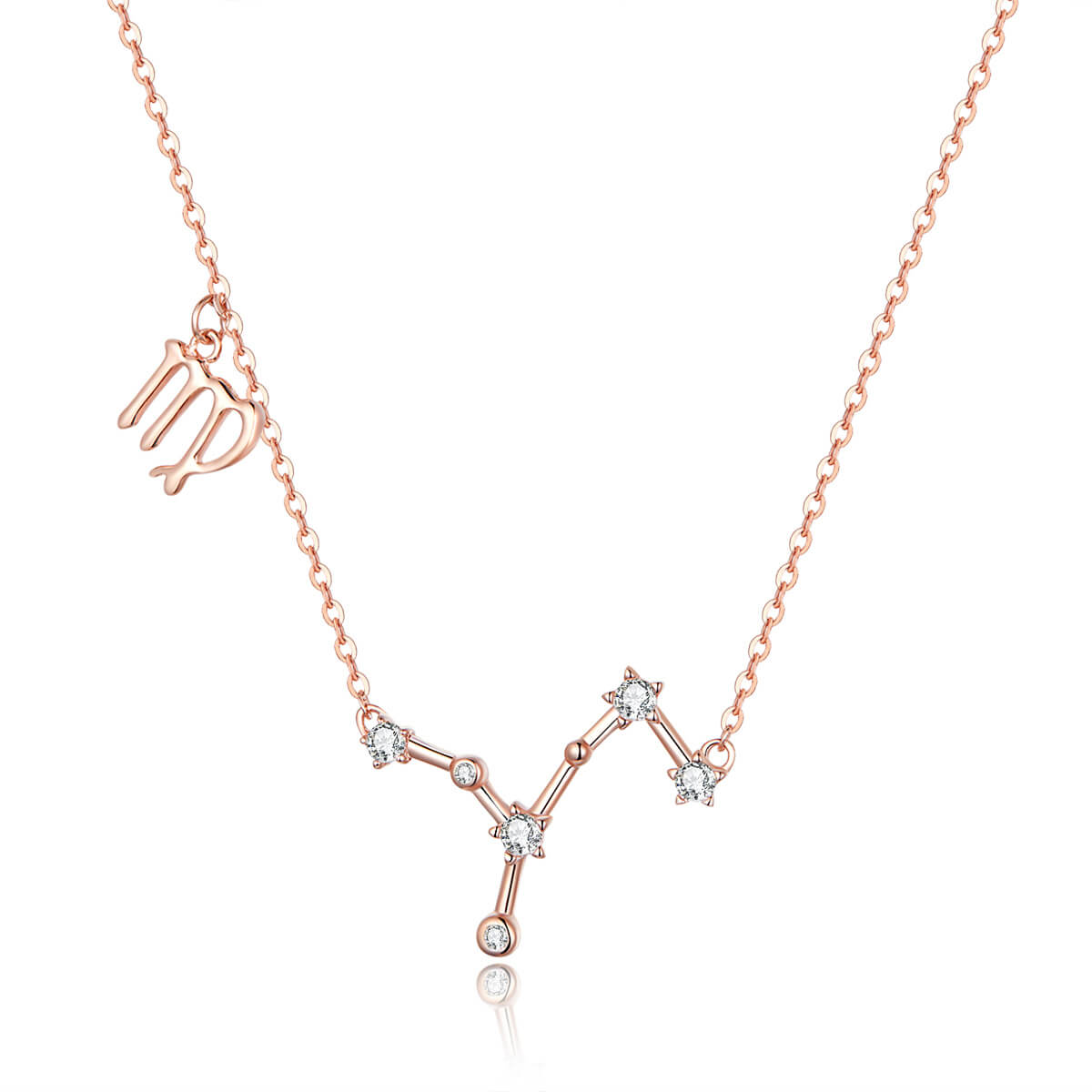 Signs of Zodiac Zircon Necklace in Sterling Silver Virgo