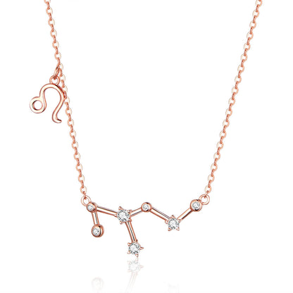 Signs of Zodiac Zircon Necklace in Sterling Silver Leo