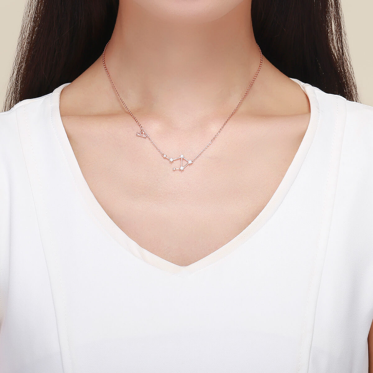 Signs of Zodiac Zircon Necklace in Sterling Silver Libra model