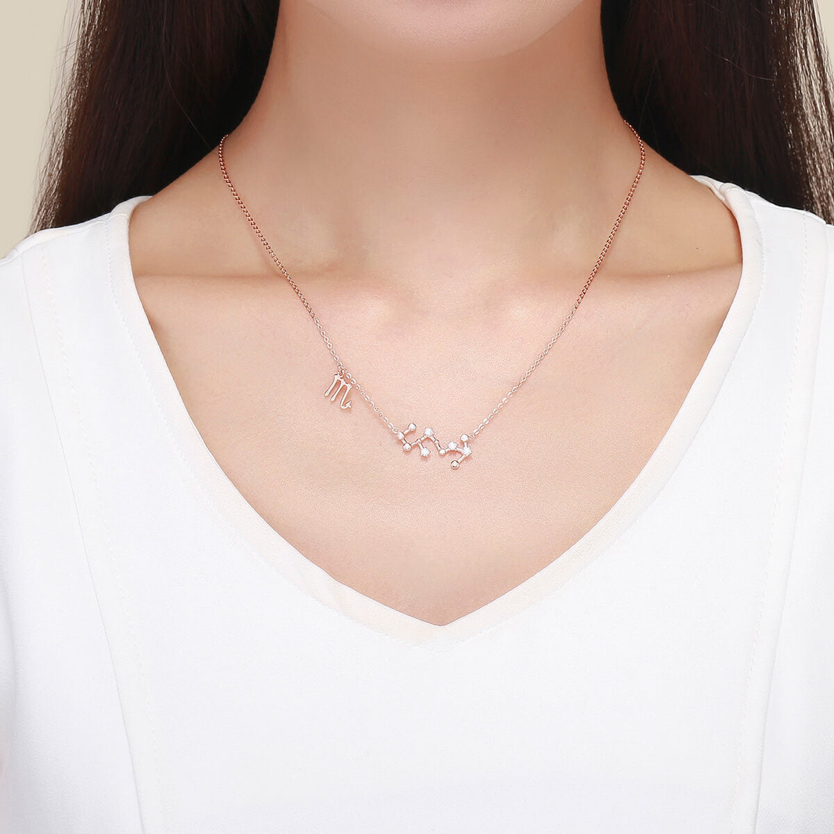 Signs of Zodiac Zircon Necklace in Sterling Silver Scorpio model