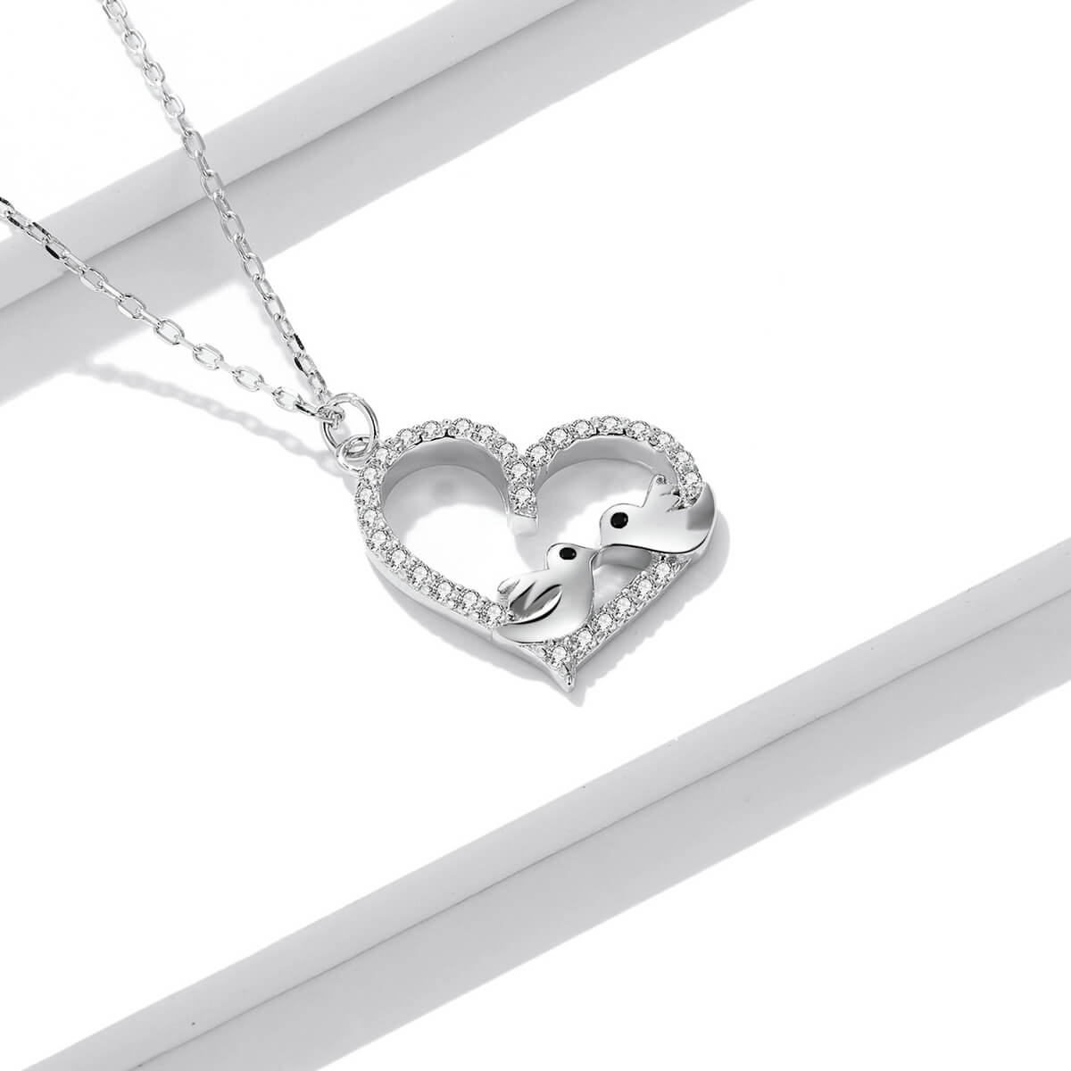 Lovebirds Zircon Necklace in Sterling Silver side