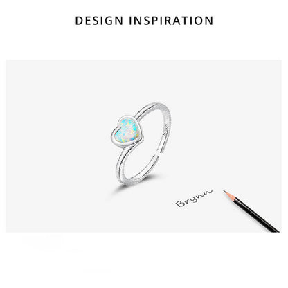 Heart Opal Open Ring in Sterling Silver manuscript