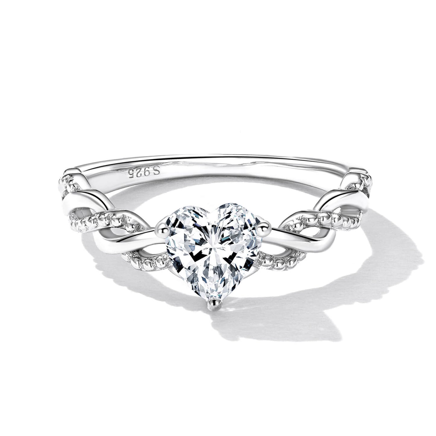 Romantic Love Zircon Ring in Sterling Silver front