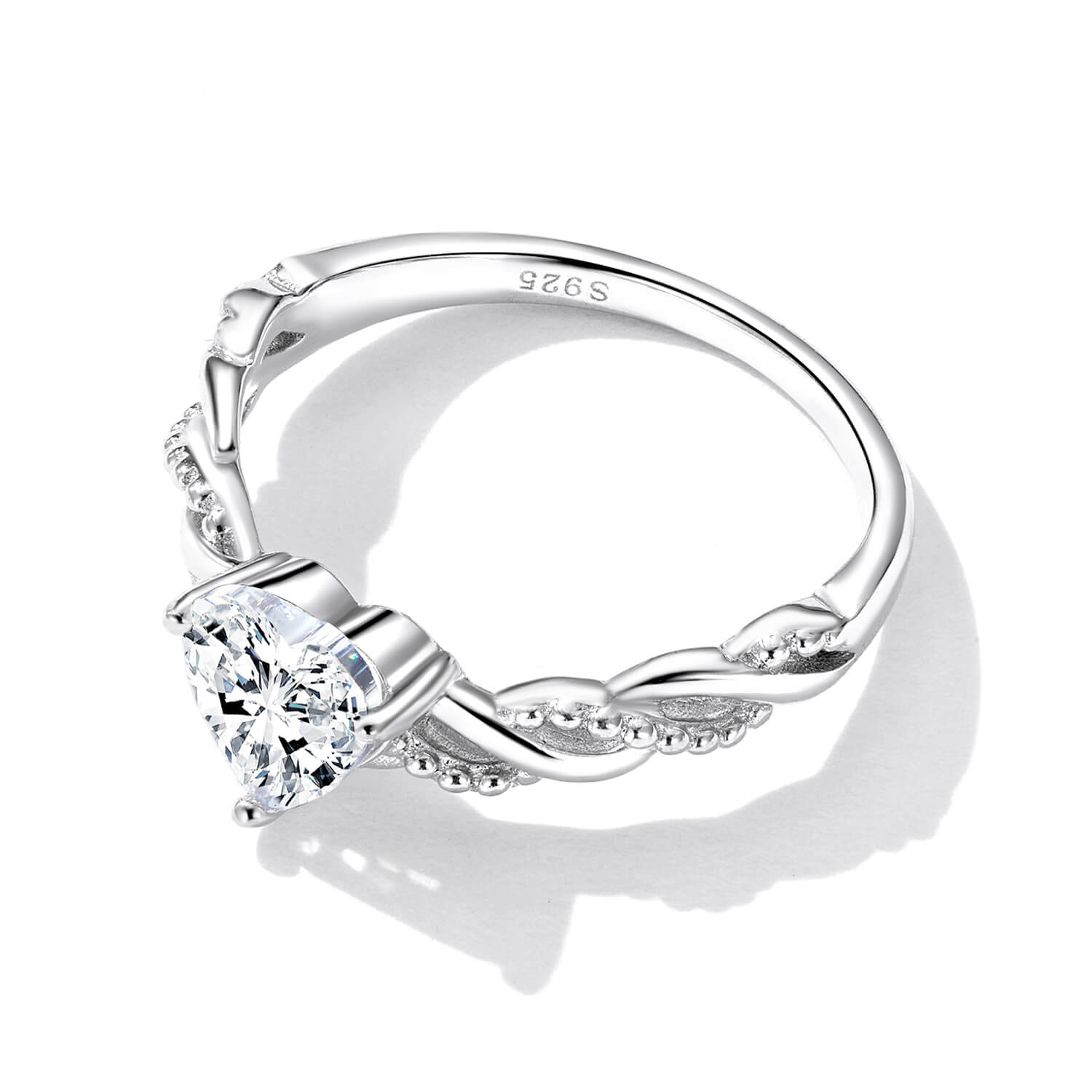 Romantic Love Zircon Ring in Sterling Silver side