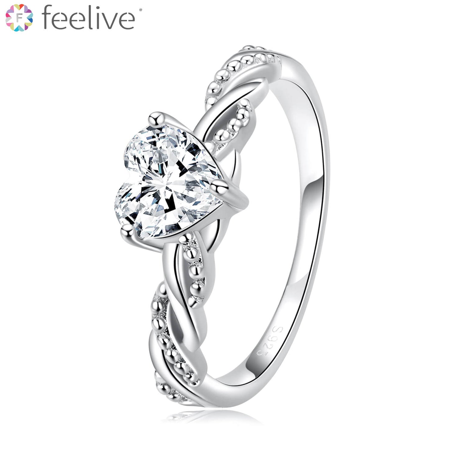 Romantic Love Zircon Ring in Sterling Silver - Feelive