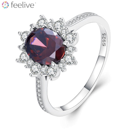 Vintage Red Sun Zircon Ring in Sterling Silver - Feelive