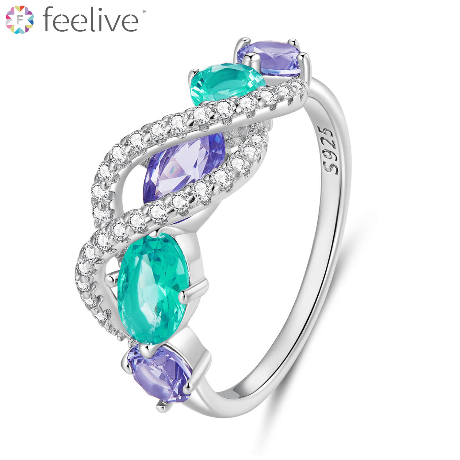 Interweave Zirconia Ring in Sterling Silver - Feelive