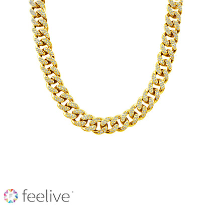 Dazzling Diamond-shaped Cuban Necklace in Alloy - Feelive