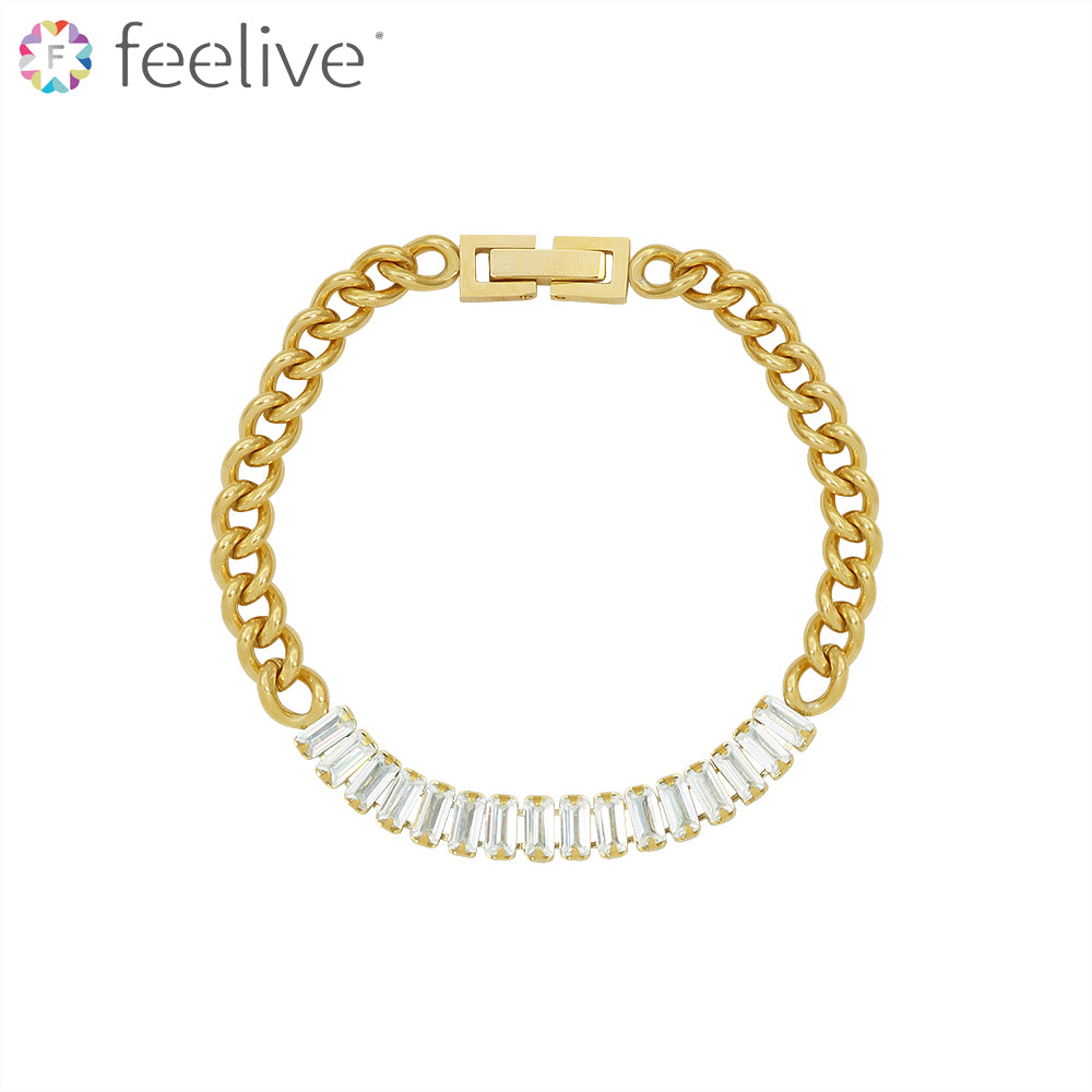 Row Set Zircon Bracelet in Titanium gold - Feelive