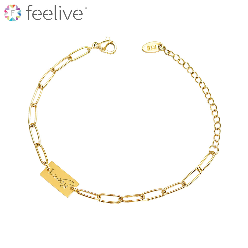 Retangle Lucky Pendant Bracelet in Titanium - Feelive