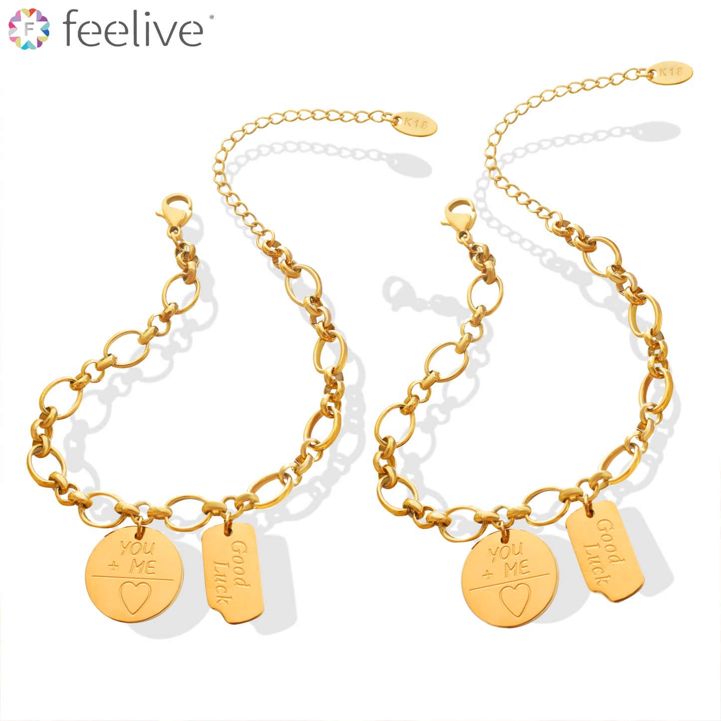 Lover's Good Luck Pendant Bracelet in Titanium gold - Feelive