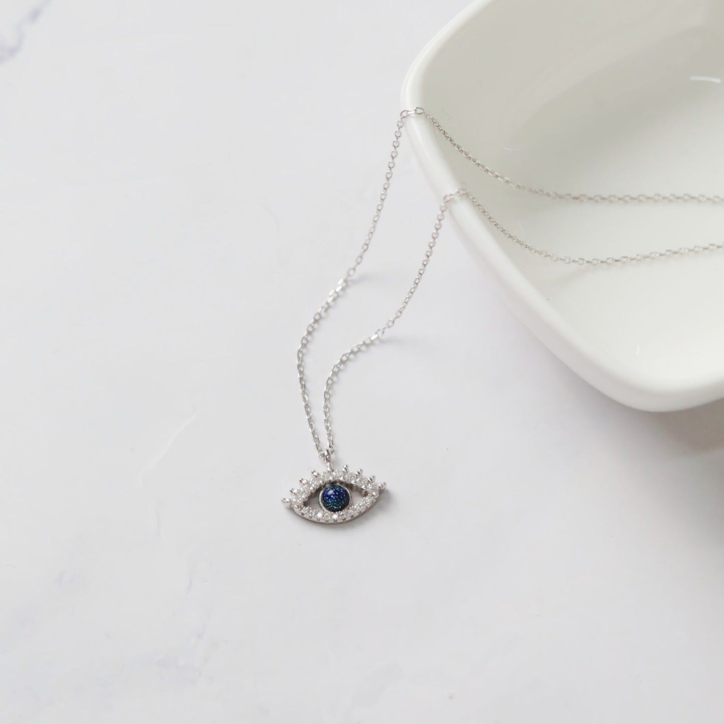 Devil's Eye Zircon Necklace in Sterling Silver