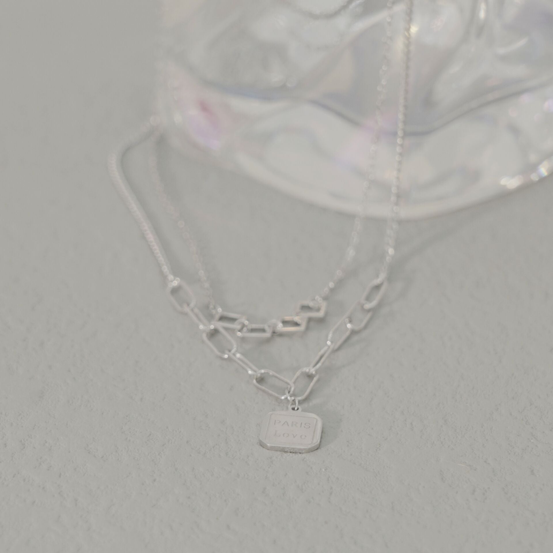 Paris Love Layered Necklace in Sterling Silver