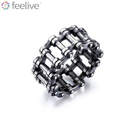 Bicycle Chain Men Ring in Titanium - Feelive