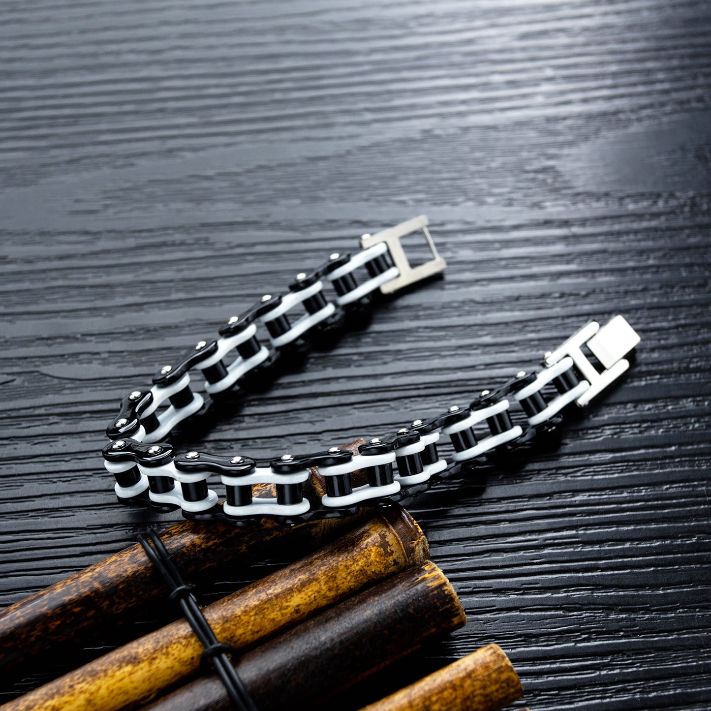 Bicycle Chain Men Bracelet in Stainless white