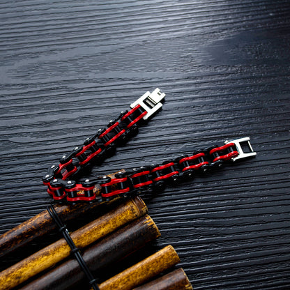 Bicycle Chain Men Bracelet in Stainless red