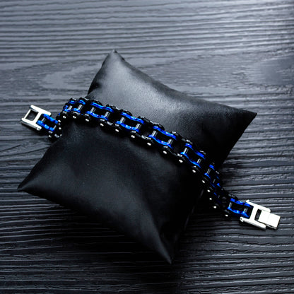 Bicycle Chain Men Bracelet in Stainless blue