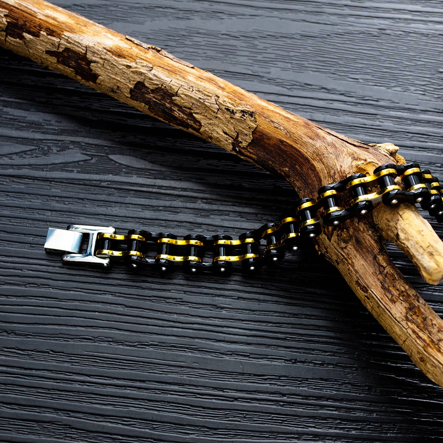 Bicycle Chain Men Bracelet in Stainless yellow