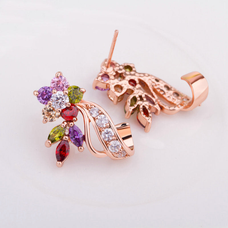 Colorful Dream Zircon Jewellery Set in Sterling Silver bouquet earrings back