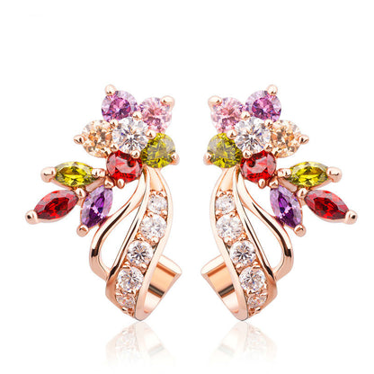 Colorful Dream Zircon Jewellery Set in Sterling Silver bouquet earrings