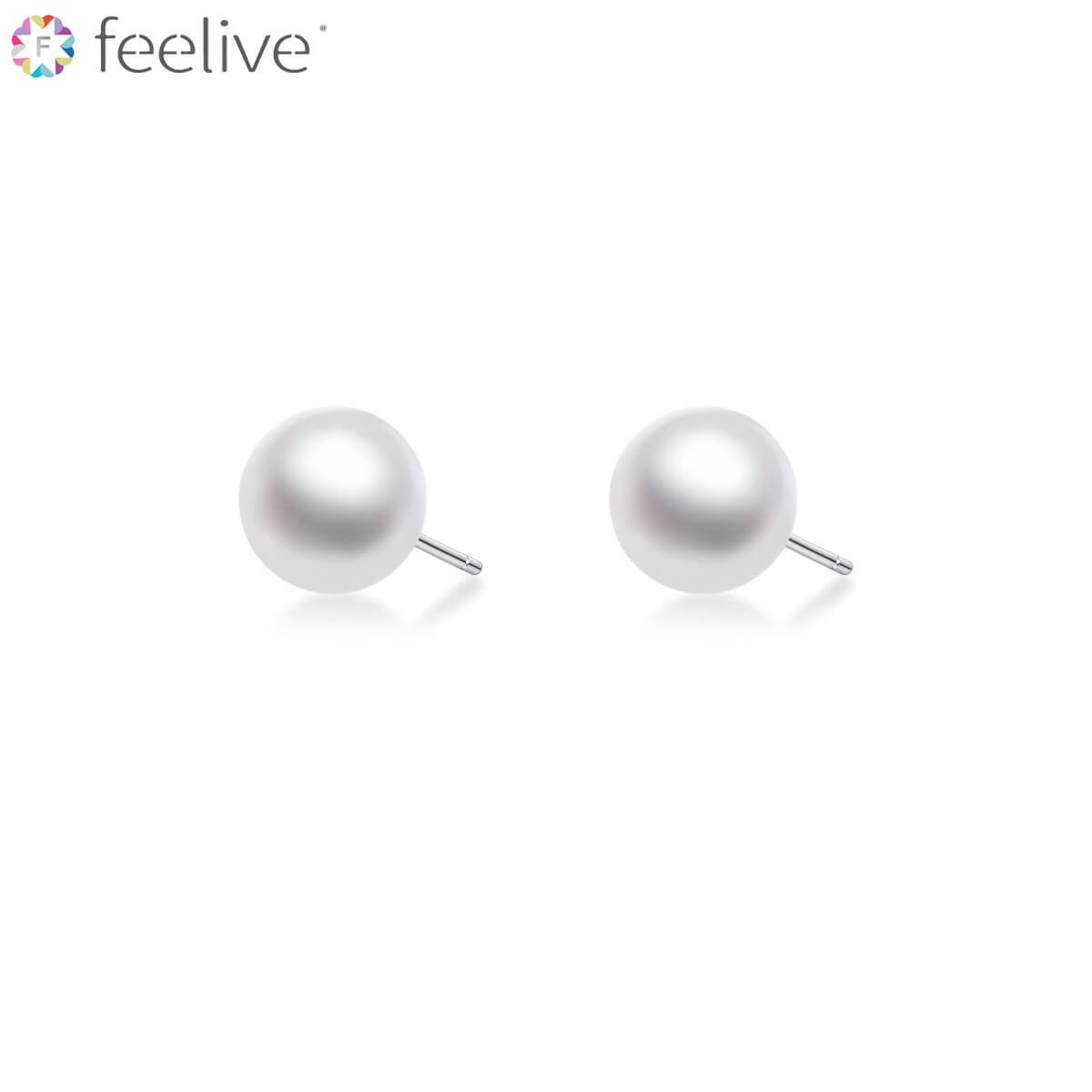 Steamed Bun Pearl Stud Earrings in Sterling Silver - Feelive