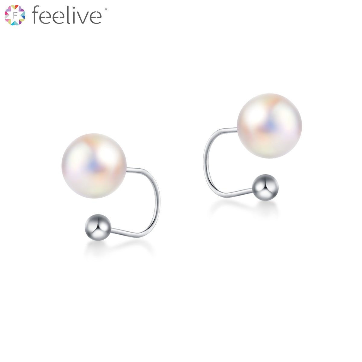 Resin Imitation Pearl Hook Earrings in Sterling Silver - Feelive