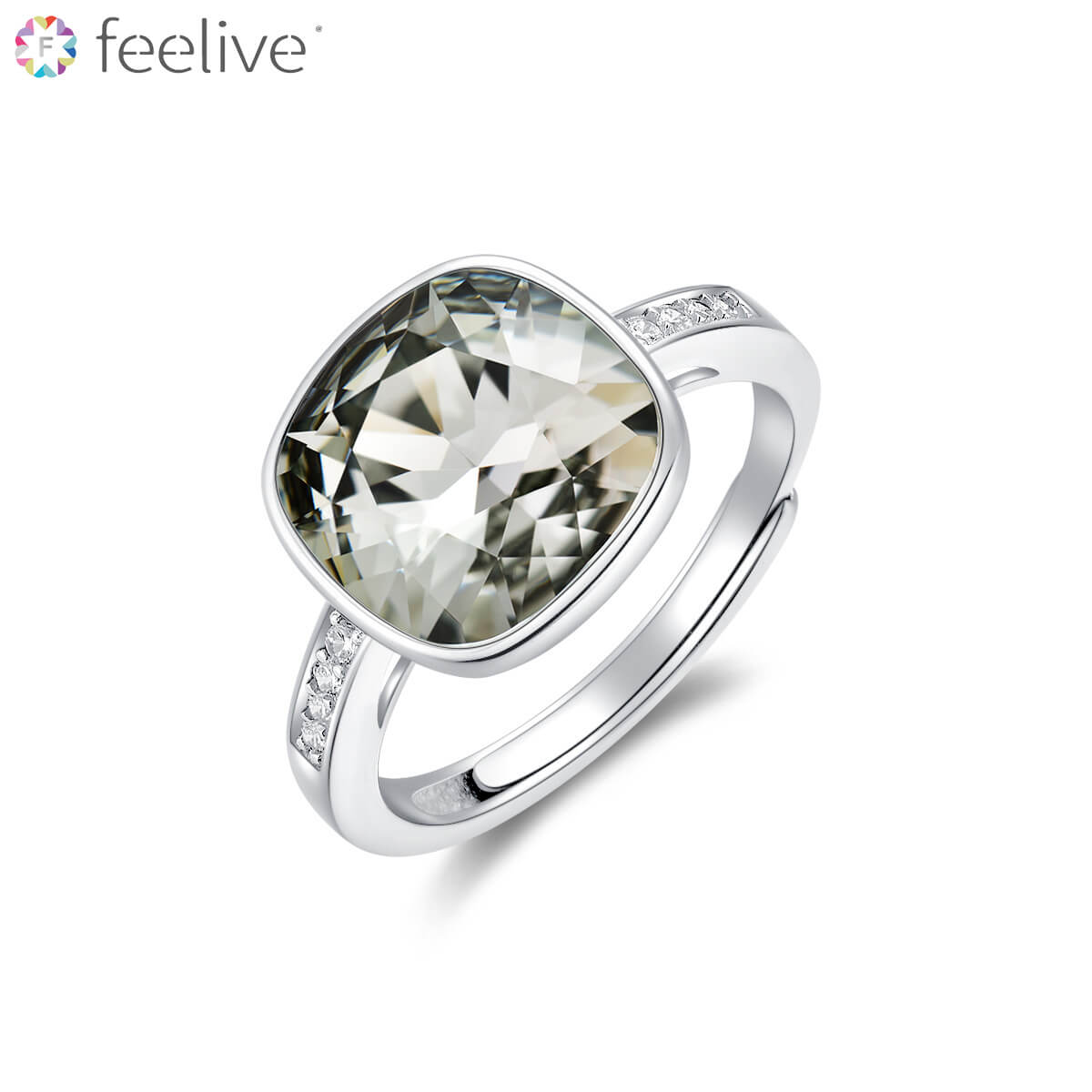 Solitaire Color Swarovski Crystal Ring in Sterling Silver - Feelive