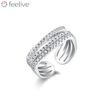 Four Row Zircon Ring in Sterling Silver - Feelive