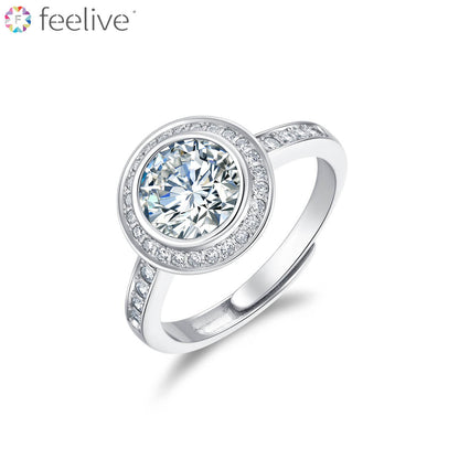 Halo Sun Zircon Ring in Sterling Silver - Feelive