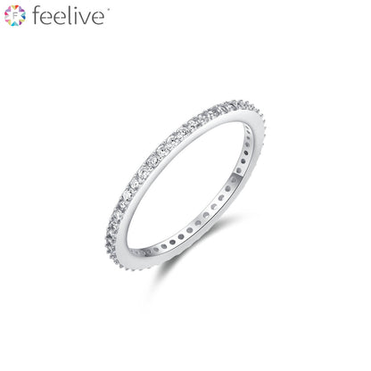 Circle Zircon Inlaid Eternity Ring in Sterling Silver - Feelive