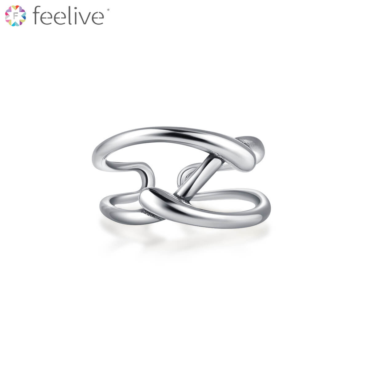 Double Link Open Ring in Sterling Silver - Feelive