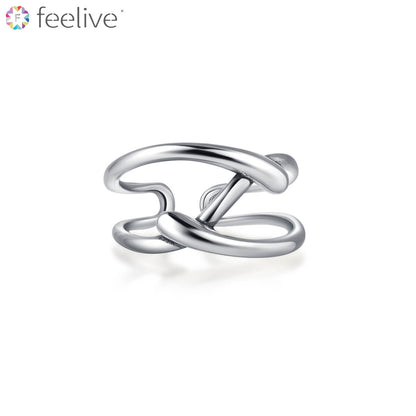 Double Link Open Ring in Sterling Silver - Feelive