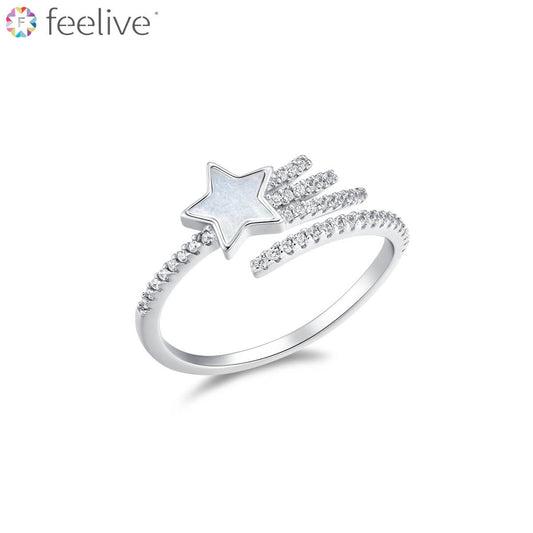 Shooting Star Shell Zircon Ring in Sterling Silver - Feelive