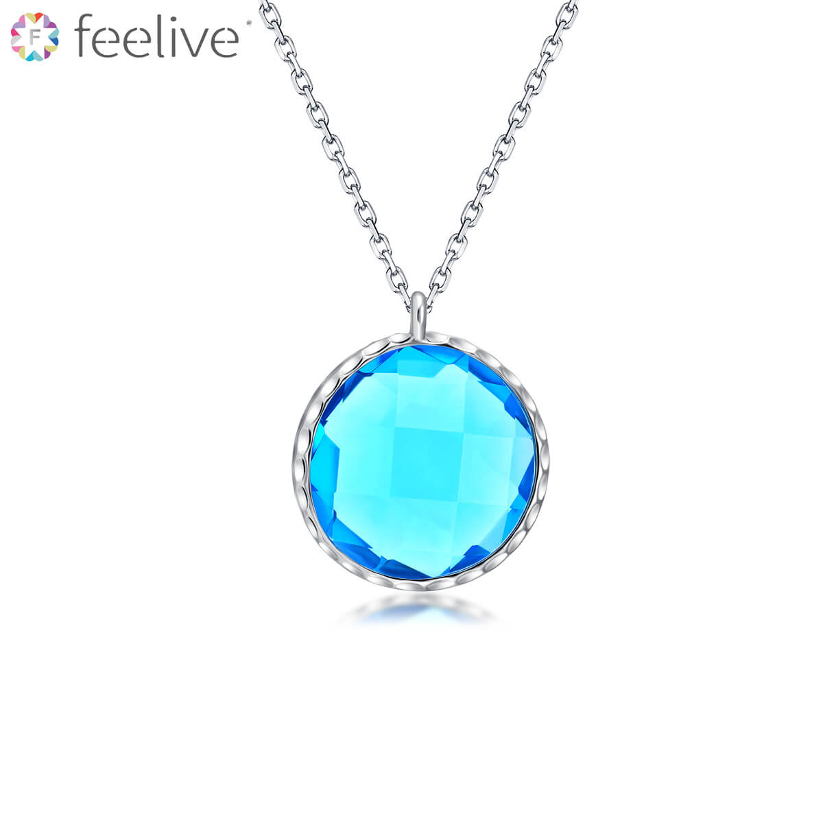 Crystal Love Pendant Necklace in Sterling Silver blue - Feelive