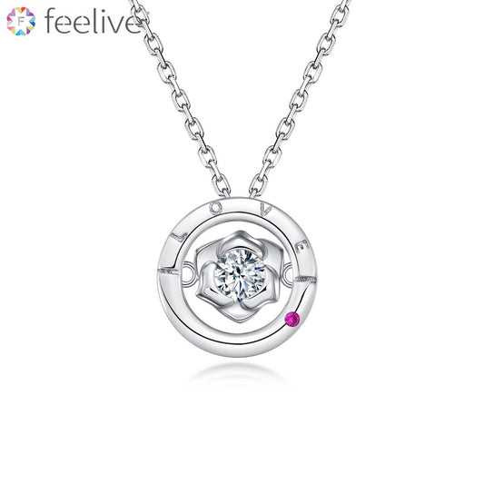 Love Rose Zircon Necklace in Sterling Silver - Feelive