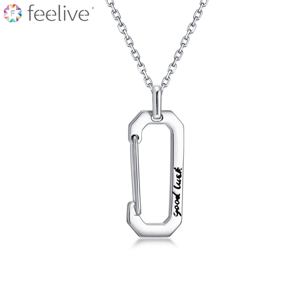 Lucky Safety Pin Necklace in Sterling Silver - Feelive