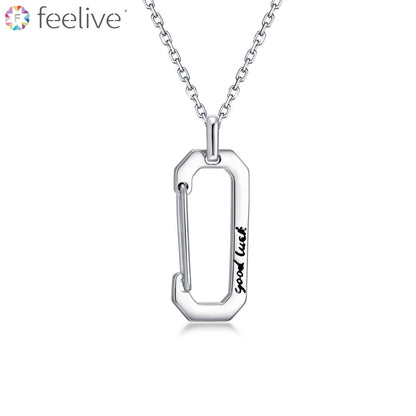 Lucky Safety Pin Necklace in Sterling Silver - Feelive